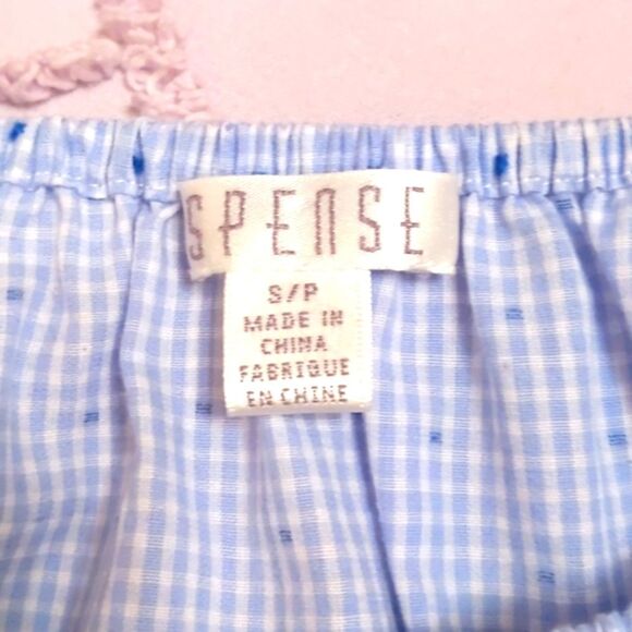 Boho Blue Bell Sleeve Smocked Flocked Blouse Sz S/P - Picture 5 of 7